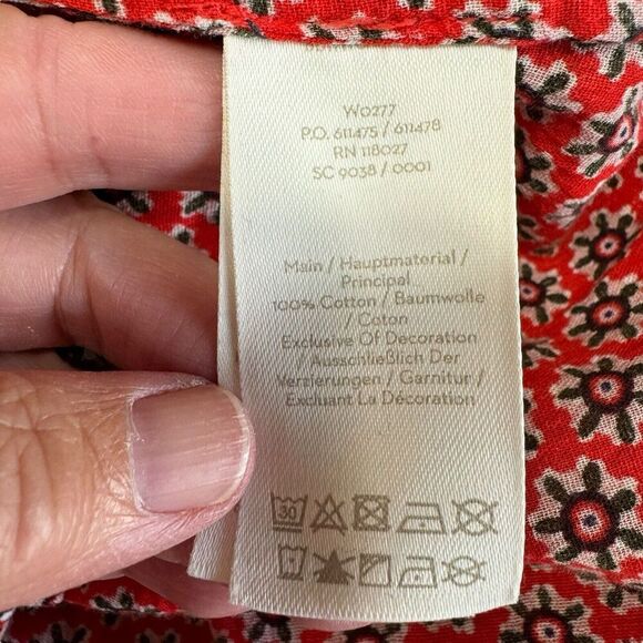 BODEN Sasha Kaftan Red 10R Peasant Dress Boho Hippie Mini Floral Print Tassels - Picture 8 of 12